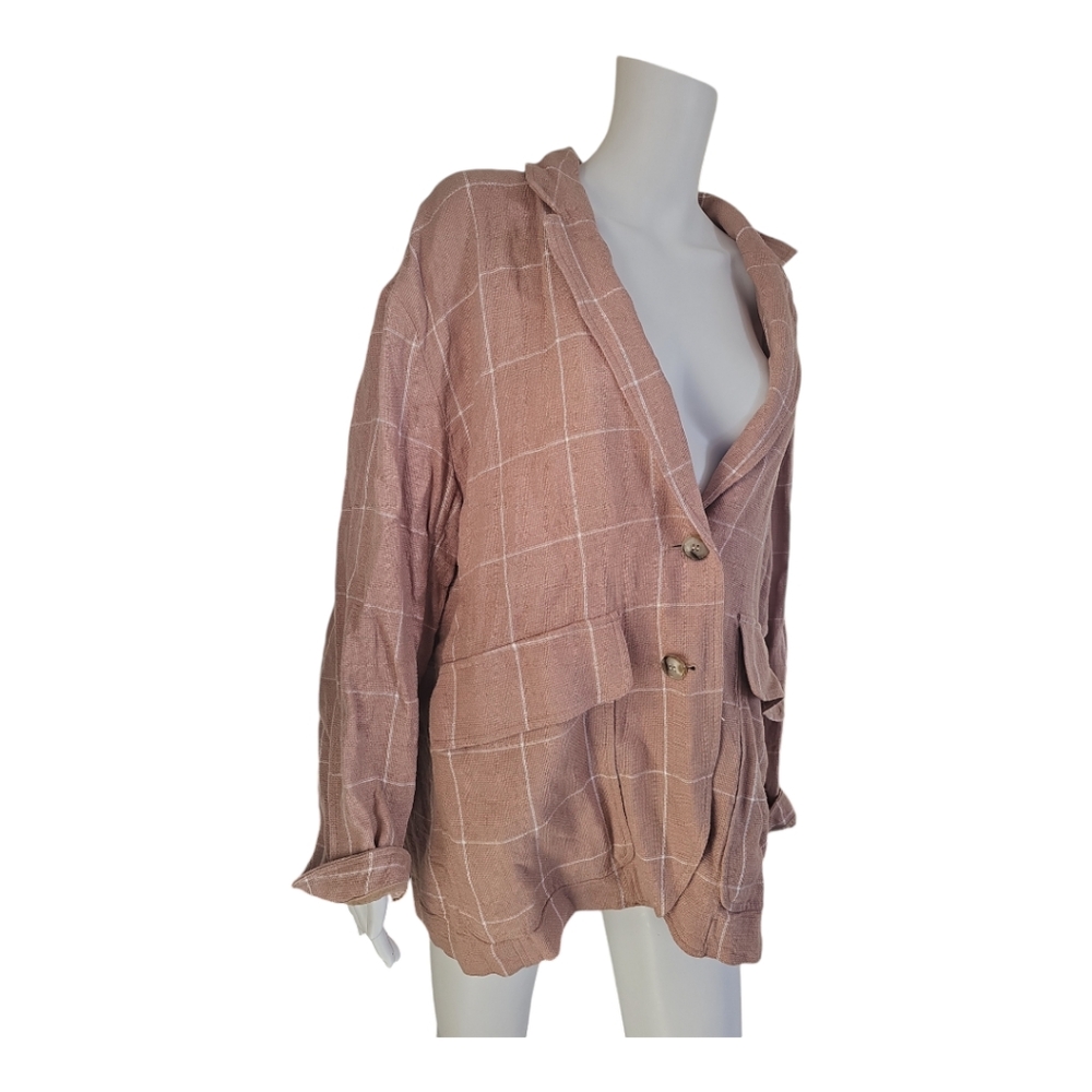 Madewell Breezewoven Larsen Blazer in Windowpane Linen Blend L/XL - Picture 3 of 9